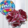 Feliz Aniversario con liliums y Rosas 